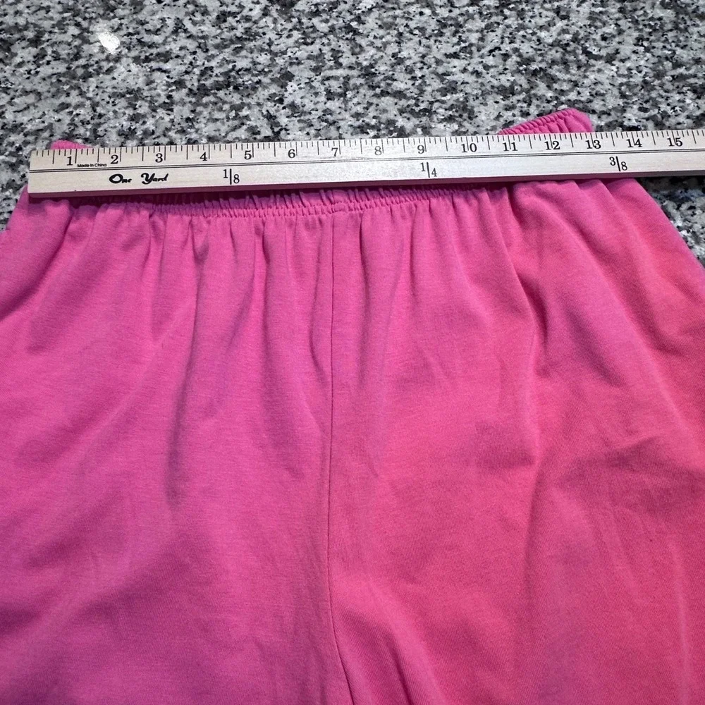 Onque Casuals Women's Pink Beach Scene‎ Short Sleeve Button Up Top Pants Set M